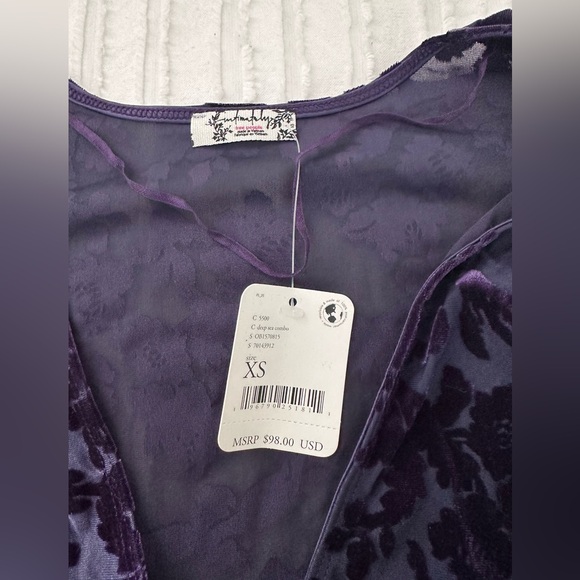 NWT Free People Magic Hour Velvet Bodysuit (Color Deep Sea Combo) Size XS - Picture 5 of 7